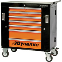 Armoire roulante, 8 tiroirs, 36" la x 18" p x 39-1/4" h, Noir/Orange We Share Industrial Supply