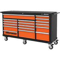 Armoire roulante, 17 tiroirs, 71" la x 24" p x 41" h, Noir/Orange We Share Industrial Supply