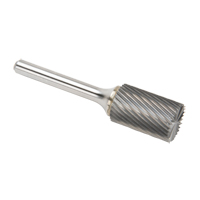 CLEVELAND Solid Carbide Burrs - Cylinder Shape with End Cut, SB-6, 3/5" Dia., 1/4" Shank, 24.4 mm Depth of Cut We Share Industrial Supply