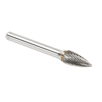 CLEVELAND Solid Carbide Burrs - Tree Shape Pointed End, SG-3, 9.53 mm Dia., 1/4" Shank We Share Industrial Supply