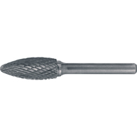 CLEVELAND Solid Carbide Burrs - Flame Shaped, 5/16" Dia., 1/4" Shank We Share Industrial Supply