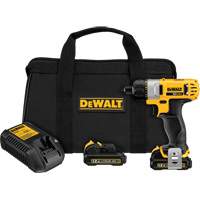 Ensemble de tournevis max, 1/4", 12 V, 160 UWO couple max., Lithium-ion bloc-pile We Share Industrial Supply