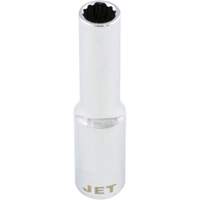 Douille chrom&eacute;e, 8 mm, Prise 1/4", 12 pans, Profond We Share Industrial Supply