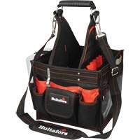11" Electrical/Maintenance Tool Carrier with Parts Tray, Ballistic Polyester, Black/Red We Share Industrial Supply