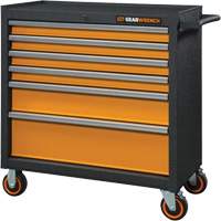 Armoire roulante pour outils s&eacute;rie GSX, 6 tiroirs, 36" la x 18-1/5" p x 37-2/5" h, Noir/Orange We Share Industrial Supply