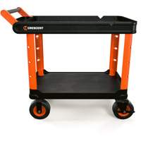 Chariot utilitaire industriel &agrave; 2 tablettes RAILWORKS avec roulettes de 8", 47" lo x 24-1/2" la x 37-4/5" h, Noir/Orange We Share Industrial Supply