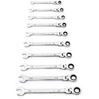90-Tooth 12 Point SAE Wrench Set, Flex Head/Ratcheting Combination, 10 Pieces, Imperial We Share Industrial Supply