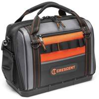 Sac ouvert de 17" pour outils d'ouvrier, Polyester, 3 pochettes, Noir/Gris/Orange We Share Industrial Supply