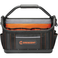 Sac ouvert de 17" pour outils d'ouvrier, Polyester, 25 pochettes, Noir/Orange We Share Industrial Supply