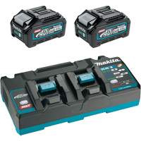 XGT Dual Port Rapid Charger Starter Kit with (2) 4 Ah Batteries, 40 V, Lithium-Ion We Share Industrial Supply