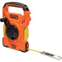 Open Reel Tape Measure with Single Hook & Carabiner, 1/2" x 100', 1/10" Graduations We Share Industrial Supply