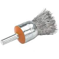 Mounted End Brush with Crimped Wires, 1/2", 0.01" Fill, 1/4" Shank We Share Industrial Supply