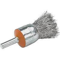Mounted End Brush with Crimped Wires, 1/2", 0.02" Fill, 1/4" Shank We Share Industrial Supply