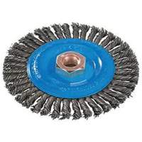 Stringer Bead Knotted Wire Brush, 4" Dia., 0.02" Fill, 5/8"-11 Arbor, Aluminum/Stainless Steel We Share Industrial Supply