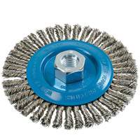 Knot-Twisted Stringer Bead Wire Wheel, 5" Dia., 0.02" Fill, 5/8"-11 Arbor, Aluminum/Stainless Steel We Share Industrial Supply
