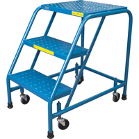 Rolling Step Ladder, 3 Steps, 18" Step Width, 28" Platform Height, Steel We Share Industrial Supply