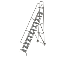 Steel Rolling Ladder, 12 Steps, 16" Step Width, 120" Platform Height, Steel We Share Industrial Supply