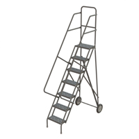 Rolling Ladder, 7 Steps, Serrated, 70" High We Share Industrial Supply