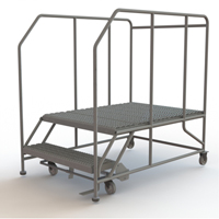 Plateforme de travail mobile, Acier, 2 Marches, 20" ha, 48" p, 36" Marche, Stri&eacute; We Share Industrial Supply