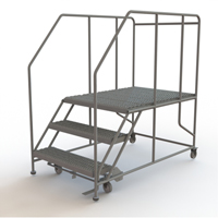 Plateforme de travail mobile, Acier, 3 Marches, 30" ha, 48" p, 36" Marche, Stri&eacute; We Share Industrial Supply