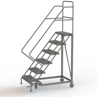 Safety Slope Rolling Ladder, 6 Steps, Serrated, 50° Incline, 60" High We Share Industrial Supply