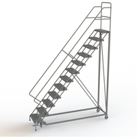 Safety Slope Rolling Ladder, 12 Steps, Serrated, 50° Incline, 120" High We Share Industrial Supply