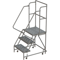 Escabeaux roulants &agrave; dessus profond, 3 marches, Largeur de la marche 16", Hauteur de la plateforme 30", Acier We Share Industrial Supply