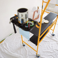 nsemble d'&eacute;chafaudage &agrave; montant de s&eacute;curit&eacute; & tablette pour outils de 4' Jobsite Series, Cadre Acier, 49-1/2" p x 57-3/4" h We Share Industrial Supply