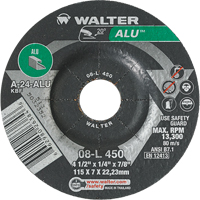 Aluminium Depressed Centre Grinding Wheels, 4-1/2" x 1/4", 7/8" Arbor, Type 27 We Share Industrial Supply