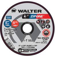 Meule &agrave; tronçonner Zip One, 5" x 1/32", Arbre de 7/8", Type 1, Alumine de zirconium, 12 200 Tr/min We Share Industrial Supply
