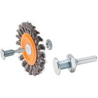 Brosse rotative mont&eacute;e &agrave; fils nou&eacute;s torsad&eacute;s r&eacute;versible, Dia. 4", Fils 0,0118", Arbre 5/8", Acier We Share Industrial Supply