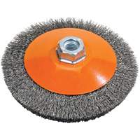 Meule soucoupe &agrave; fils cr&ecirc;p&eacute;s, 5" dia., Fils 0,012", Arbre 5/8"-11 We Share Industrial Supply