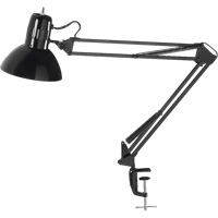 Swing Arm Clamp-On Desk Lamps, 100 W, Incandescent, C-Clamp, Black We Share Industrial Supply