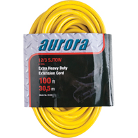 Vinyl Extension Cord with Light Indicator, Outdoor, SJTOW, 12/3 AWG, 15 A, 3 Outlet(s), 100' We Share Industrial Supply