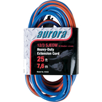 TPE-Rubber Extension Cord With Light Indicator, All-Weather, SJEOW, 12/3 AWG, 15 A, 25' We Share Industrial Supply