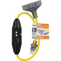 Adaptateurs pour disjoncteurs de fuite &agrave; la terre &agrave; trois prises Shocksafe, 125 V, 15 A, Cordon de 3' We Share Industrial Supply