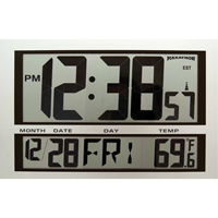 Jumbo Clock, Digital, Battery Operated, 16.5" W x 1.7" D x 11" H, Silver We Share Industrial Supply