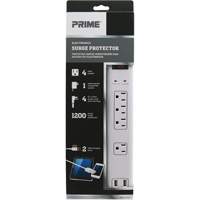 Limiteurs de surtension avec chargeur USB, 4 Prises, 1200 J, 1875 W, Cordon 4' We Share Industrial Supply