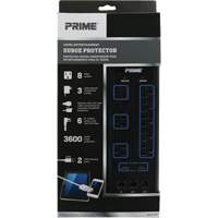 Limiteurs de surtension avec chargeur USB, 8 Prises, 3600 J, 1875 W, Cordon 6' We Share Industrial Supply