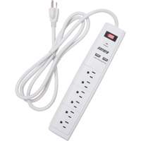 USB Charging Surge Protector, 6 Outlets, 1200 J, 1875 W, 6' Cord We Share Industrial Supply