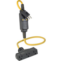 Triple-Tap Inline GCFI Extension Cord & Connector, 120 V, 15 Amps, 3' Cord We Share Industrial Supply