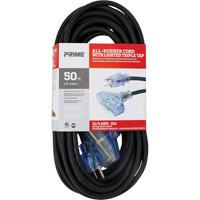 All-Rubber Extension Cord, Outdoor, SJOOW, 12/3 AWG, 15 A, 3 Outlet(s), 50' We Share Industrial Supply
