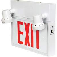 Enseigne de sortie avec &eacute;clairage de s&eacute;curit&eacute;, DEL, &agrave; piles/&agrave; raccordement fixe, 12-1/10" lo x 11" la, Anglais We Share Industrial Supply
