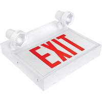 Enseigne de sortie avec &eacute;clairage de s&eacute;curit&eacute;, DEL, &agrave; piles/&agrave; raccordement fixe, 12-1/10" lo x 11" la, Anglais We Share Industrial Supply