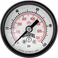 Manom&egrave;tre &eacute;conomique,  1-1/2", 0 - 100 psi, Fixation arri&egrave;re, Analogique We Share Industrial Supply