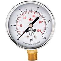Manom&egrave;tre &eacute;conomique,  2-1/2", 0 - 15 psi, Fixation inf&eacute;rieure, Analogique We Share Industrial Supply