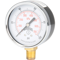 Manom&egrave;tre,  2-1/2", 0 - 100 psi, Fixation inf&eacute;rieure, Analogique We Share Industrial Supply
